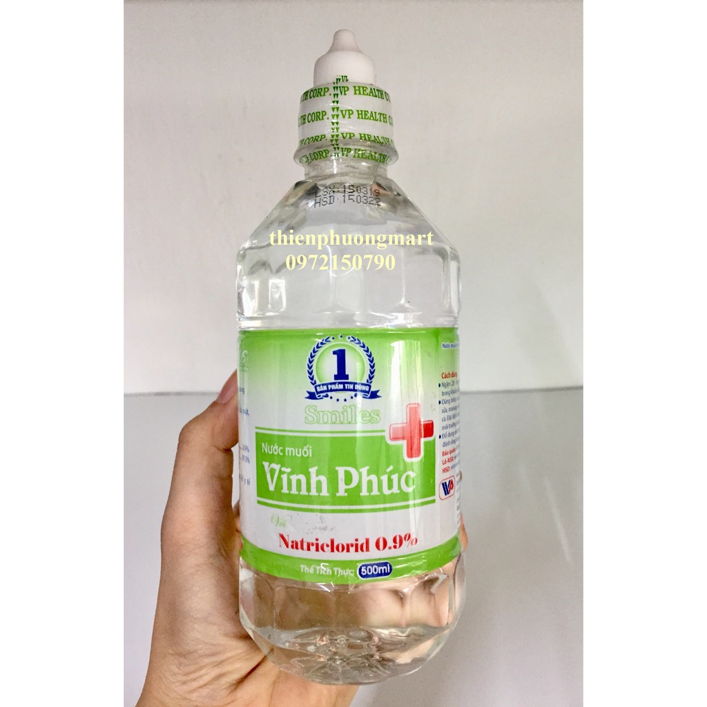 Nước muối sinh lý Vĩnh Phúc Smiles Natriclorid 0.9% 500ml/ chai