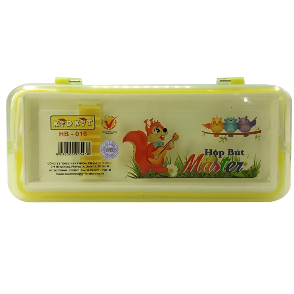 Hộp Bút Nhựa HB-016 Kidkit Master - Mẫu 1 - Màu Vàng