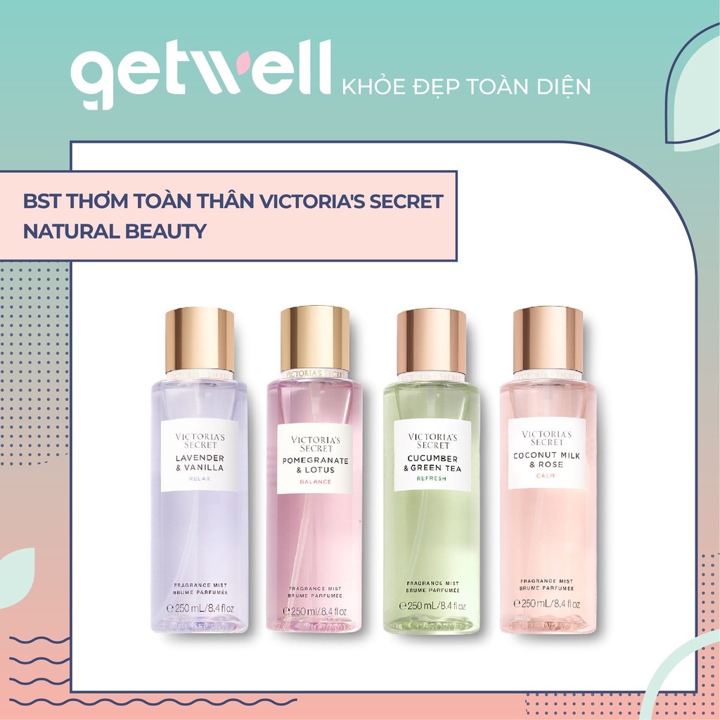 LAVENDER & VANILLA | POMEGRANATE & LOTUS | COCONUT MILK & ROSE| CUCUMBER GREEN TEA  Xịt Thơm Toàn Thân VICTORIA'S SECRET
