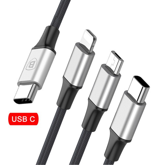 [ Giá siêu rẻ,chính hãng ] Cáp sạc Baseus Type C to 3-in-1 Cable ( Micro, Type-c, Lightning ) dài 120cm, hỗ trợ sạc nhan
