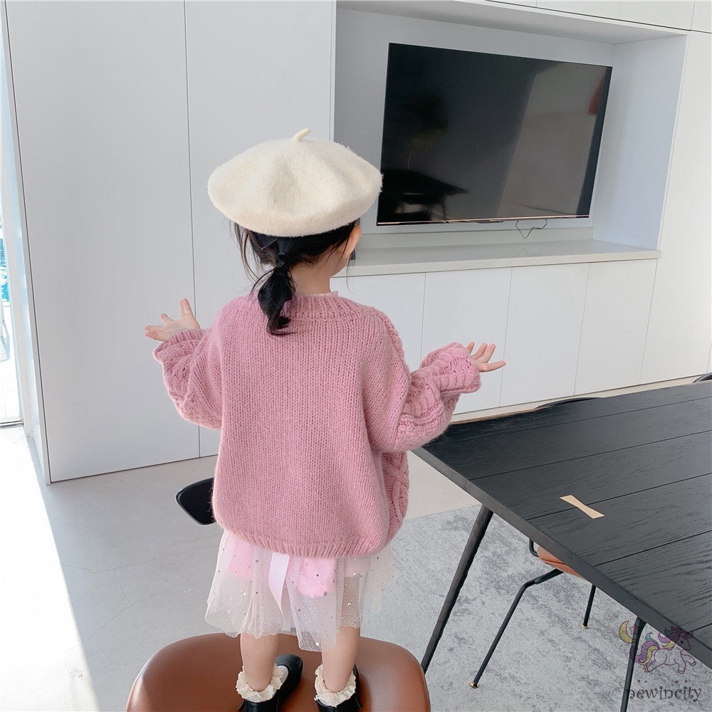 Áo khoác len cardigan phong cách Hàn Quốc đáng yêu cho bé gái
