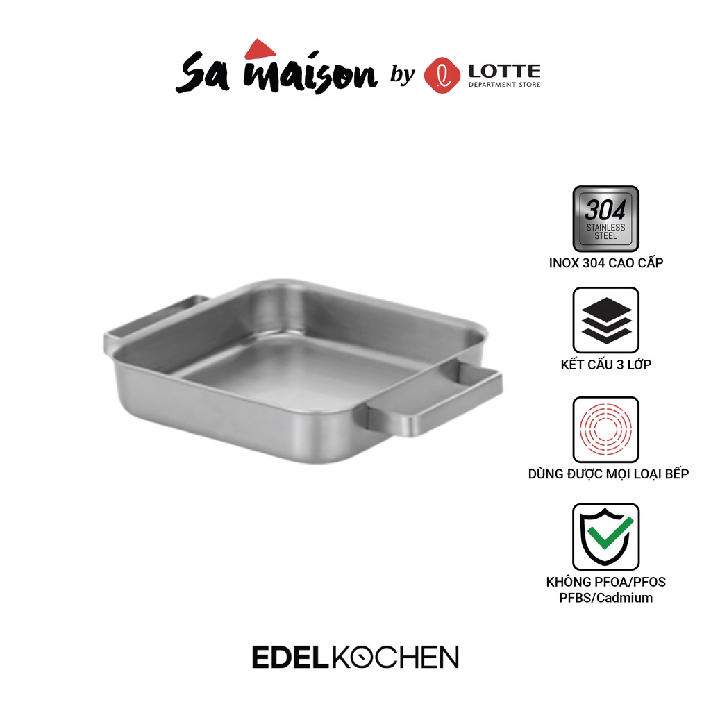 Chảo lẩu vuông 3 lớp Edelkochen 23.2x23.2cm