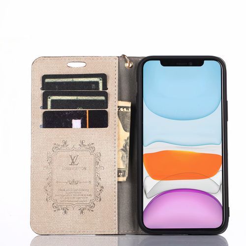 Flip Wallet Leather Stand  LV  Case For Apple iphone 11 12  6 7 8  PRO Plus MAX Mini SE X XS XR  Cover Luxury Brand with Logo casing Hand Strap