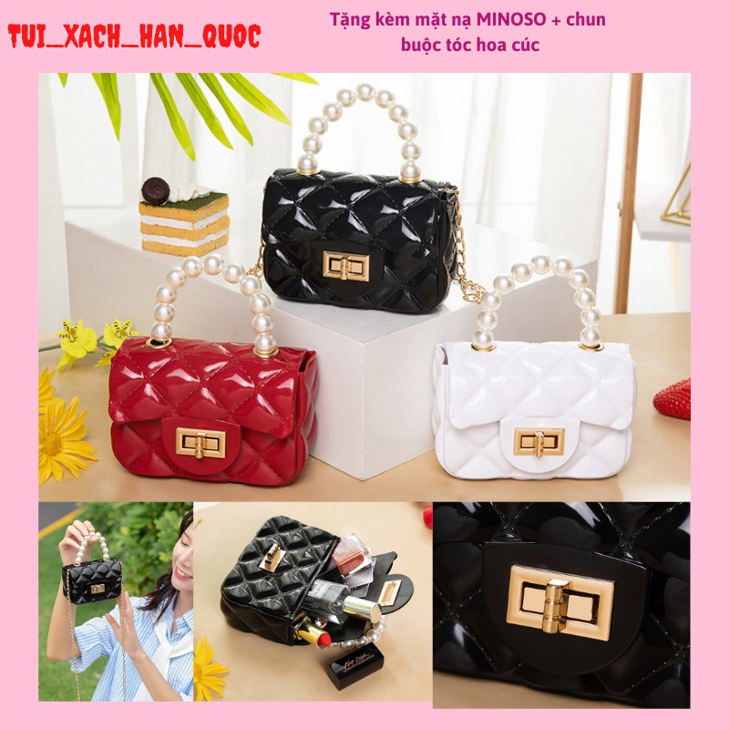Túi Silicon Nhựa Quai Ngọc ❤️FREESHIP❤️Túi Đeo Chéo Nữ Nhỏ Xinh HQ177