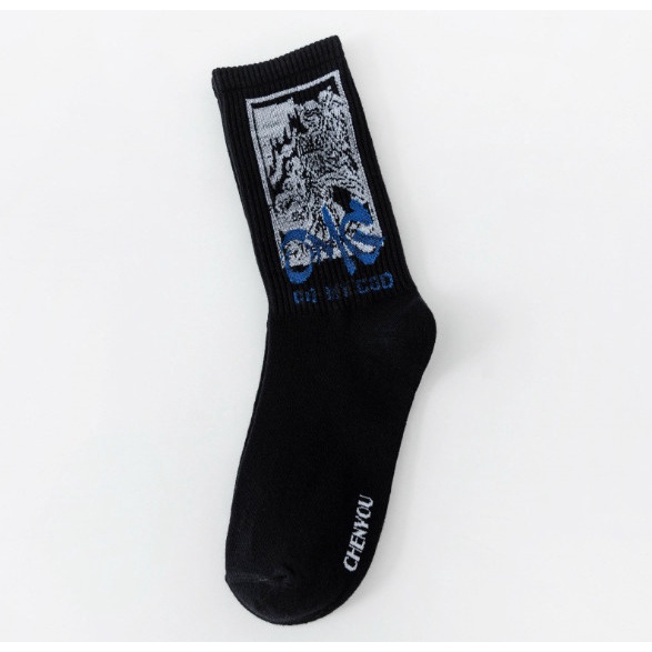 Vớ Tất hoạ tiết trắng đen cổ cao Nam Nữ phong cách thể thao, năng động.