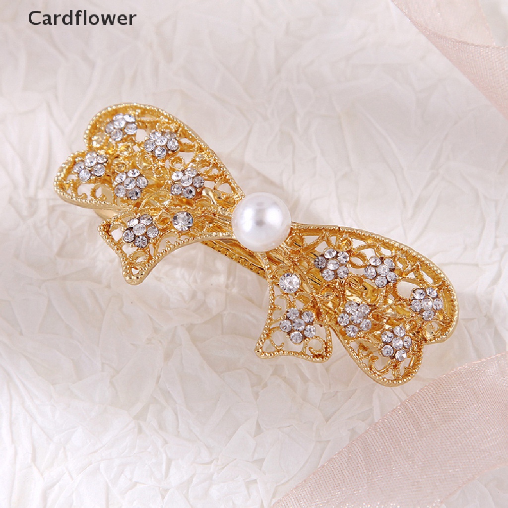 &lt; Cardflower &gt; Kẹp Tóc Đính Kim Cương Ngọc Trai Giả Thanh Lịch Phổ Biến Thời Trang Cho Nữ Đang Giảm Giá