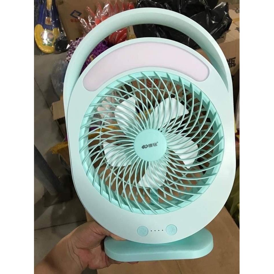 Quạt Tích Điện Tích Hợp Đèn Led Siêu Sáng KM-F0336 , Tiết Kiệm Điện Năng