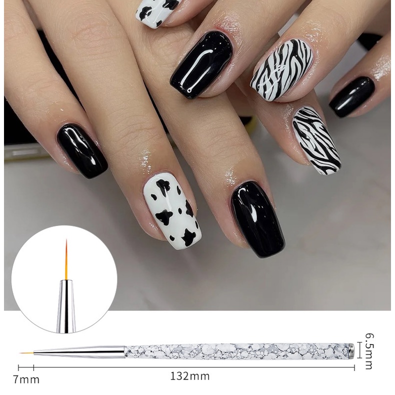 Bộ 3 cọ vẽ móng tay 3d LUSLUKING bằng acrylic siêu mỏng