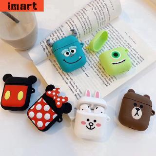 Vỏ bọc bảo vệ hộp sạc tai nghe AirPods bằng chất liệu silicon chống sốc phong cách hoạt hình dễ thương
