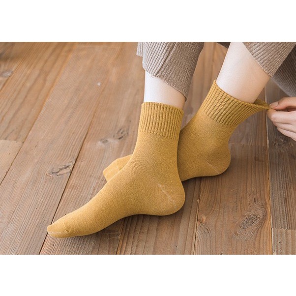 Vớ cổ cao nam nữ tất trơn lửng len nhám cotton thời trang đẹp kháng khuẩn khử mùi thấm hút mồ hôi tốt MONEY VC025