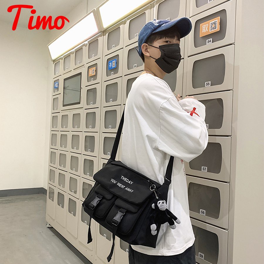 Túi Ulzzang Túi Đeo Chéo Ulzzang đi học cặp Vải Dù Chống Nước - Tặng Móc Khóa Gấu Bông | BigBuy360 - bigbuy360.vn