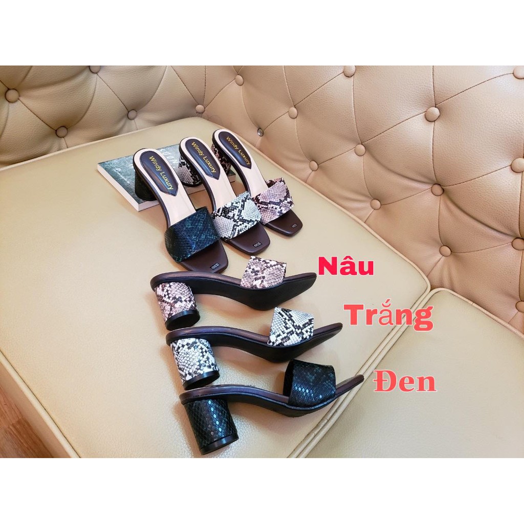 Guốc cao gót ri beo gót ống siêu đẹp cao 7p - Q37