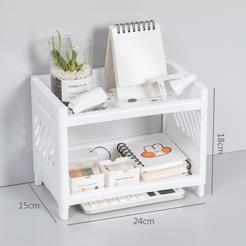 Kệ nhựa mini đựng đồ đa năng 2 tầng để nhà tắm bàn trang điểm để bàn tiện dụng
