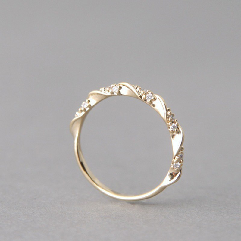 S925 Nhẫn mạ bạc vàng 18K khảm kim cương sang trọng dành cho nữ