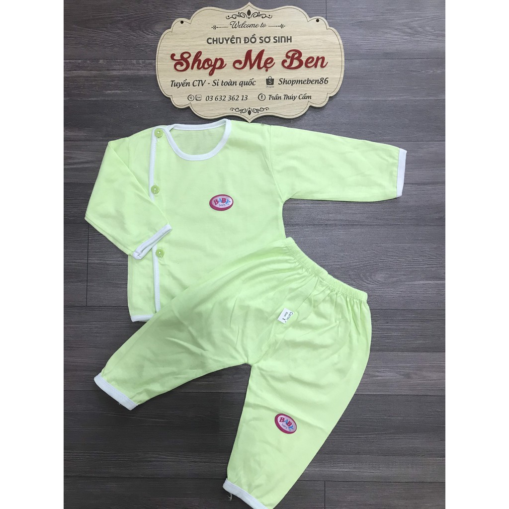 Bộ dài tay cúc lệch cho bé sơ sinh chất cotton