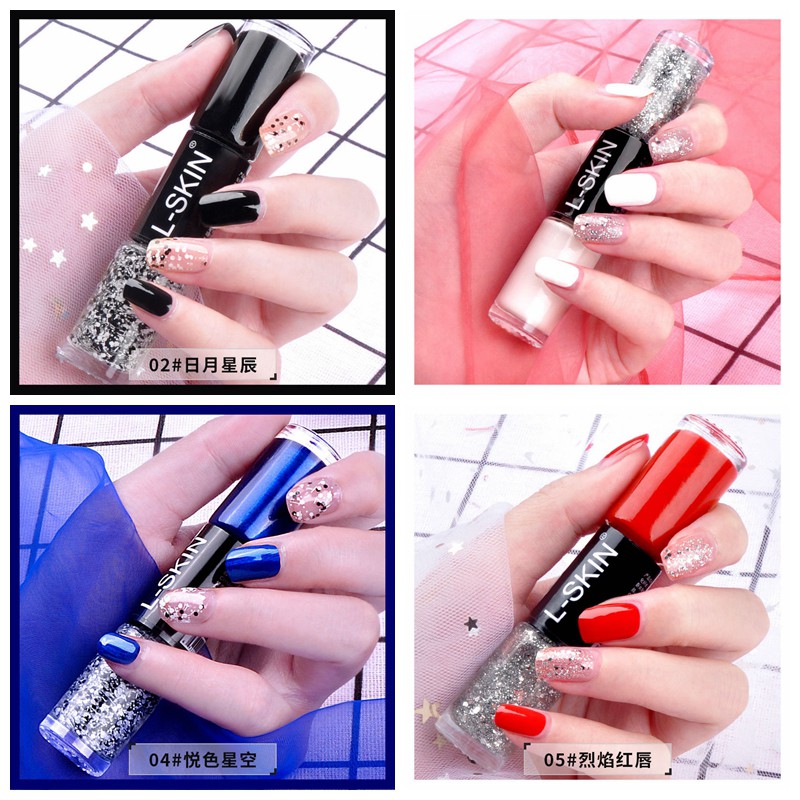 Bộ sơn móng tay hai màu microgel kim tuyến lấp lánh nhanh khô và không dễ bong tróc