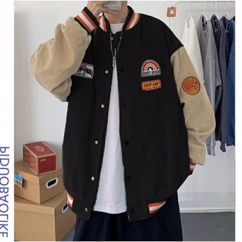 Áo Bomber/ Áo khoác nhung tăm DeepEnd cúc bấm nam nữ.......