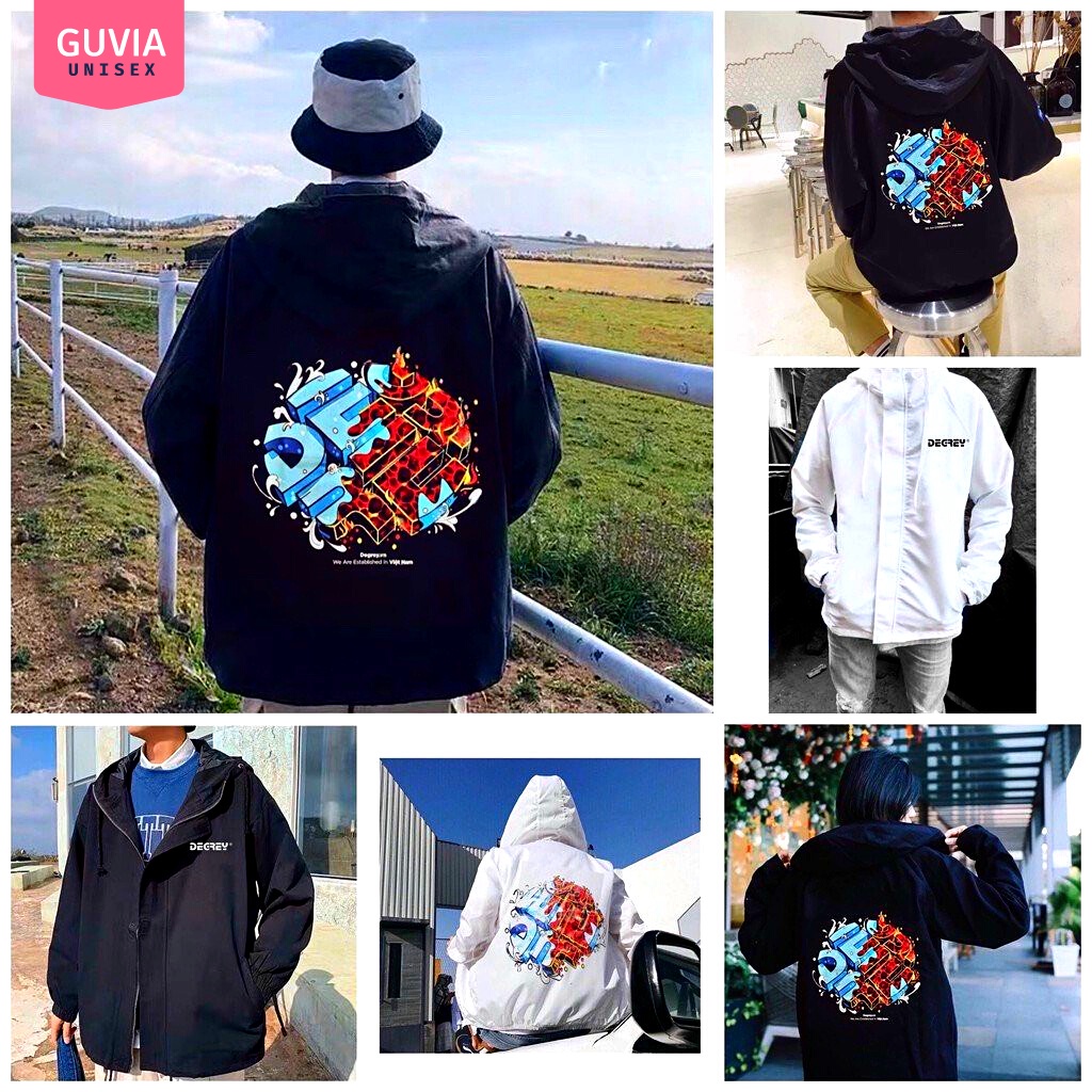 Áo khoác Dù DEGREY Unisex From Rộng Ulzzang Nam Nữ Guvia Bomber Jacket