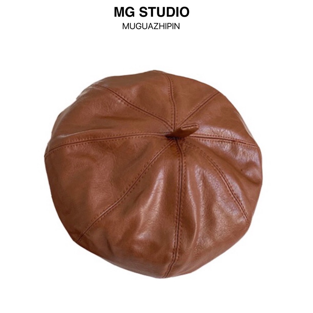 Mũ Beret MG STUDIO Chất Liệu Da PU Kiểu Dáng Bát Giác Sang Trọng