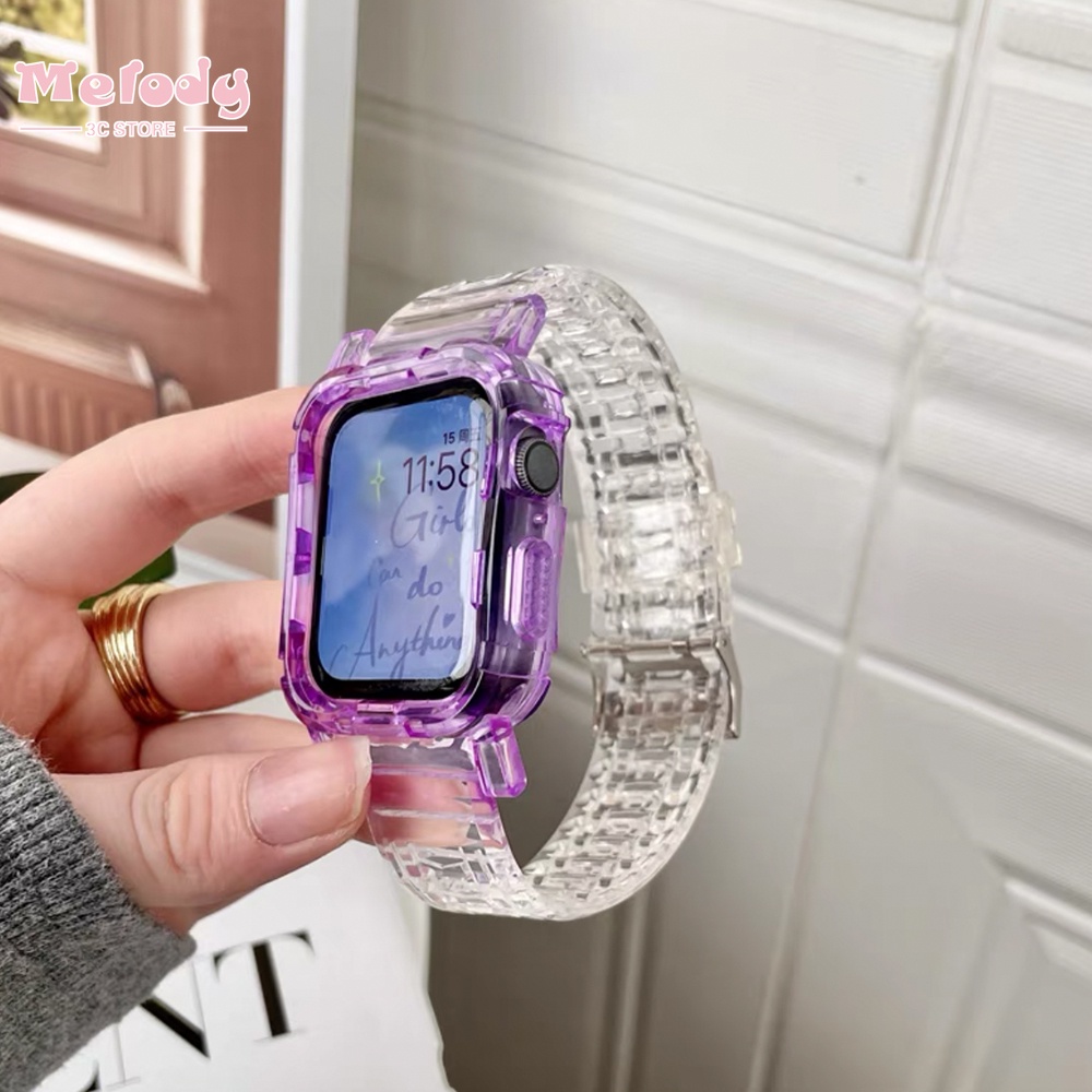 Dây Đeo Trong Suốt Hai Màu Cho Đồng Hồ Thông Minh series 7 / 6 / SE / 5 / 4 / 3 Kích Thước 45 / 44 / 42 / 41 / 40 / 38mm