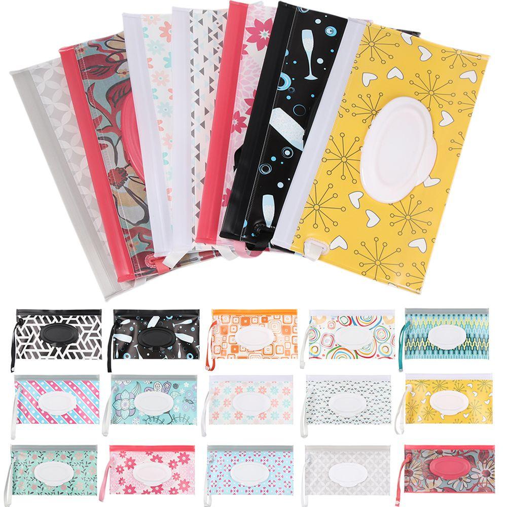 1 Hộp Đựng Khăn Giấy Ướt Nắp Gập Có Dây Đeo Màu Cầu Vồng Thời Trang Mang Đi Ra Ngoài