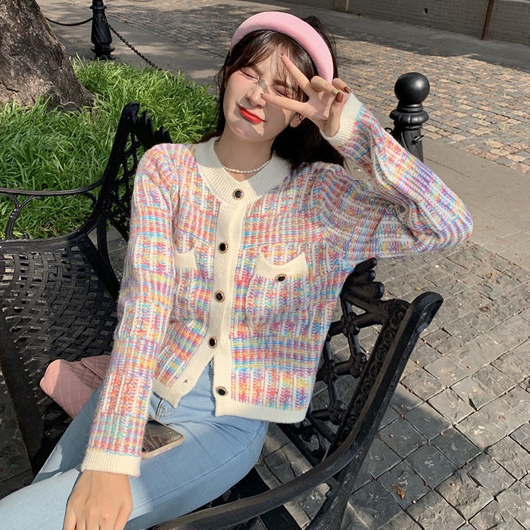 Áo Khoác Cardigan Dệt Kim Dáng Ngắn Thời Trang Mùa Thu Dành Cho Nữ