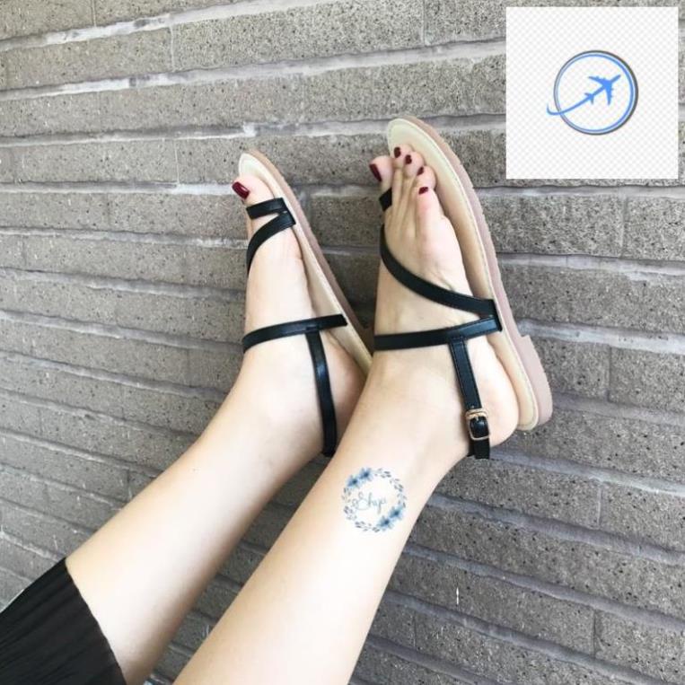 💆 Dép sandal nữ đẹp thời trang đi biển quai dây mảnh đế bệt HISHOO quai xỏ ngón có Bigsize S020 💆