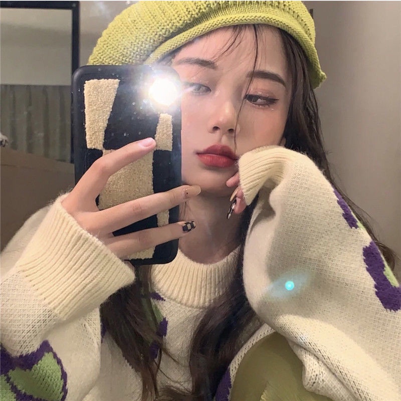 Áo sweater dệt kim họa tiết bướm dễ thương phong cách Nhật Bản thời trang thu đông