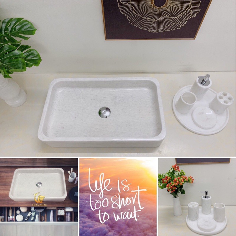 Bồn Rửa Mặt - Lavabo Đá Chữ Nhật Cao Cấp | BigBuy360 - bigbuy360.vn