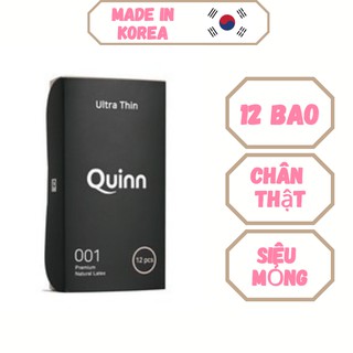 Bao cao su Hàn Quốc Quinn Ultra Thin siêu mỏng 001 - Siêu mỏng chân thật - 12 chiếc