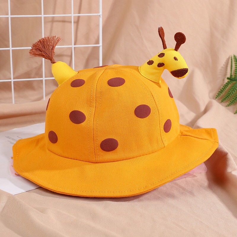 Mũ rộng vành chống nắng cho bé, nón vải thời trang hình huơu cao cổ 4D siêu đẹp