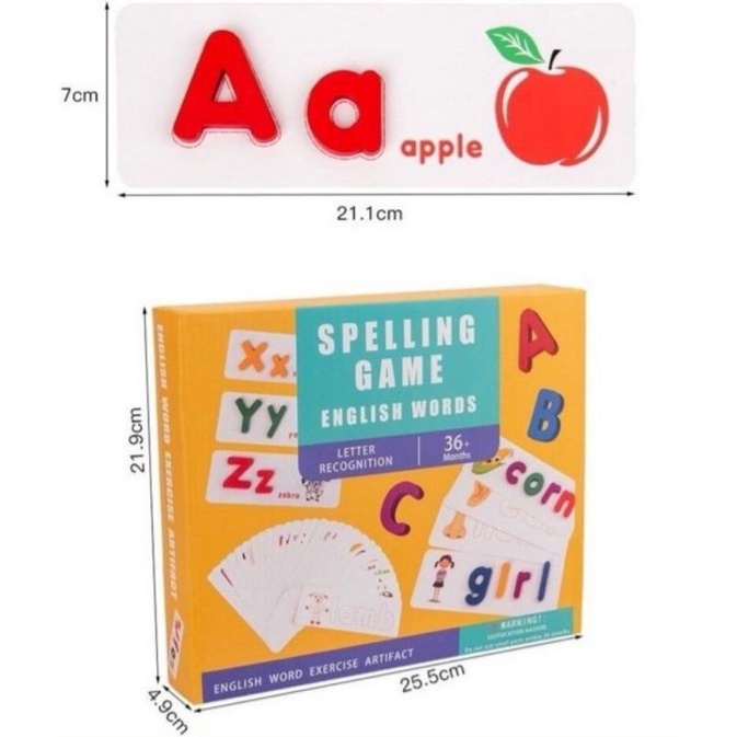 Bộ thẻ học gỗ spelling game. Đồ chơi phát triển trí tuệ cho trẻ em