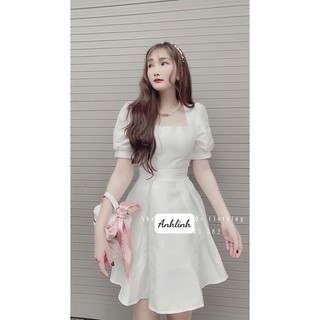 (ẢNH THẬT) Đầm dự tiệc- đầm trắng dự tiệc- váy trắng dự tiệc, ăn cưới, kỉ yếu dáng xòe ngắn