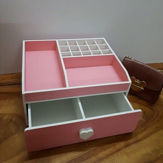 Kệ mỹ phẩm 2 tầng 25cm hồng phấn