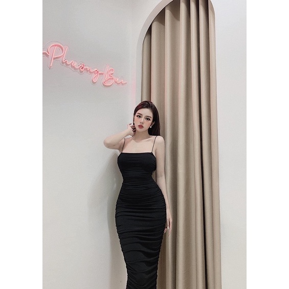 Đầm hai dây xinh SWAN DRESS thiết kế dáng ôm trẻ trung lịch sự, Váy 2 dây body dáng dài rẻ đẹp thích hợp dự tiệc đi dạo