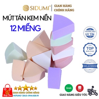 12 miếng bông, mút trang điểm đánh kem lót nền hình tam giác cap cấp sidumi - sdm ln114