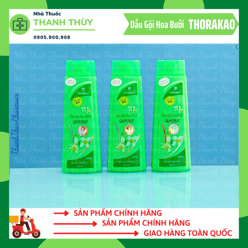 Dầu Gội Và Xả Hoa Bưởi Thorakao [Chai 400ml] Làm Sạch Tóc Và Da Đầu, Ngăn Ngừa Rụng Tóc Hiệu Quả