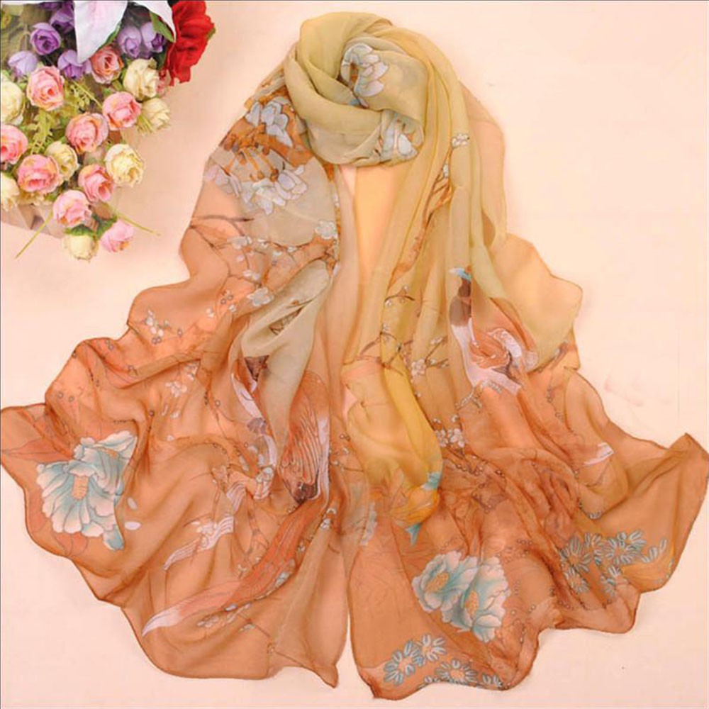 BLISS Fashion Scarves Floral Pashmina Beach Women Chiffon Wrap Summer Printed Casual Long/Multicolor