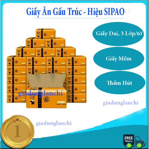 [FREESHIP❤️] Giấy Ăn Gấu Trúc - Chính Hiệu SIPIAO Thùng 30 Gói Giấy Đẹp,Dai