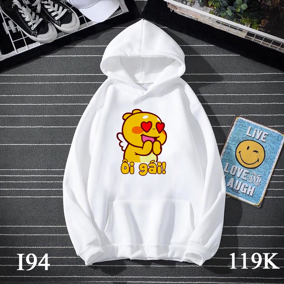 hoodie trắng &quot; ÔI GÁI&quot; I94