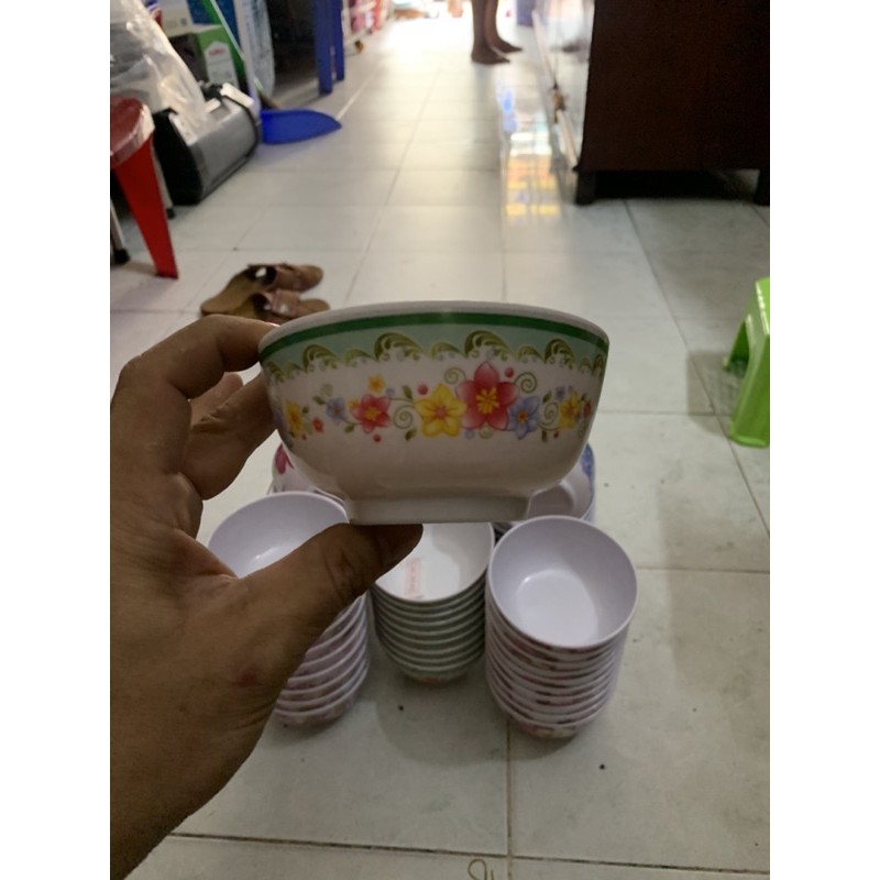 COMBO 10 CHÉN ĂN CƠM NHỰA PHÍP MELAMINE CỨNG BỀN ĐẸP BÔNG , XANH LÁ NHỰA ( Phát Thành )