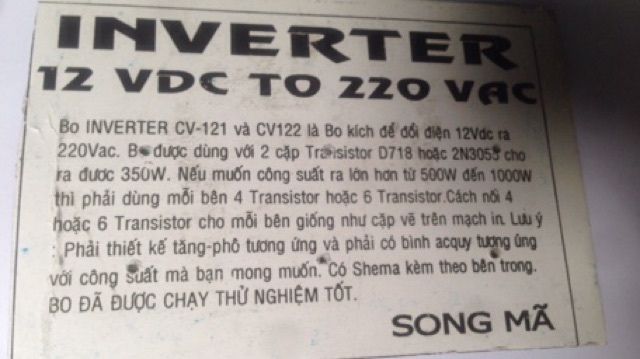 Mạch kích điện 12VDC lên 220VAC kèm 4 sò d718 lưng đồng loại 1