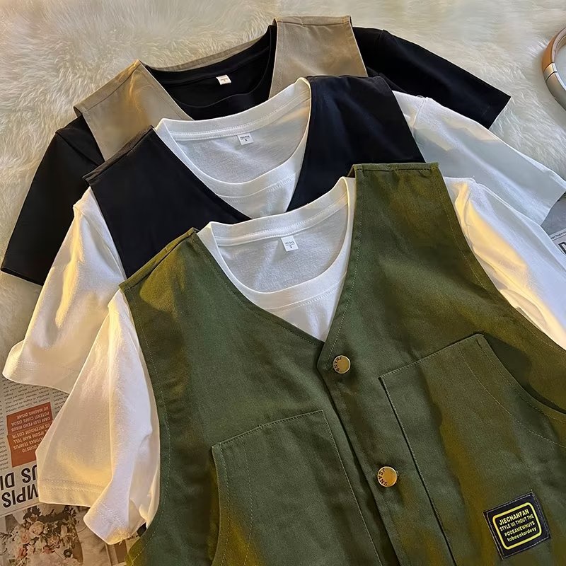 Áo Khoác Ghi Lê Cotton Nhiều Túi Thời Trang Cho Nam