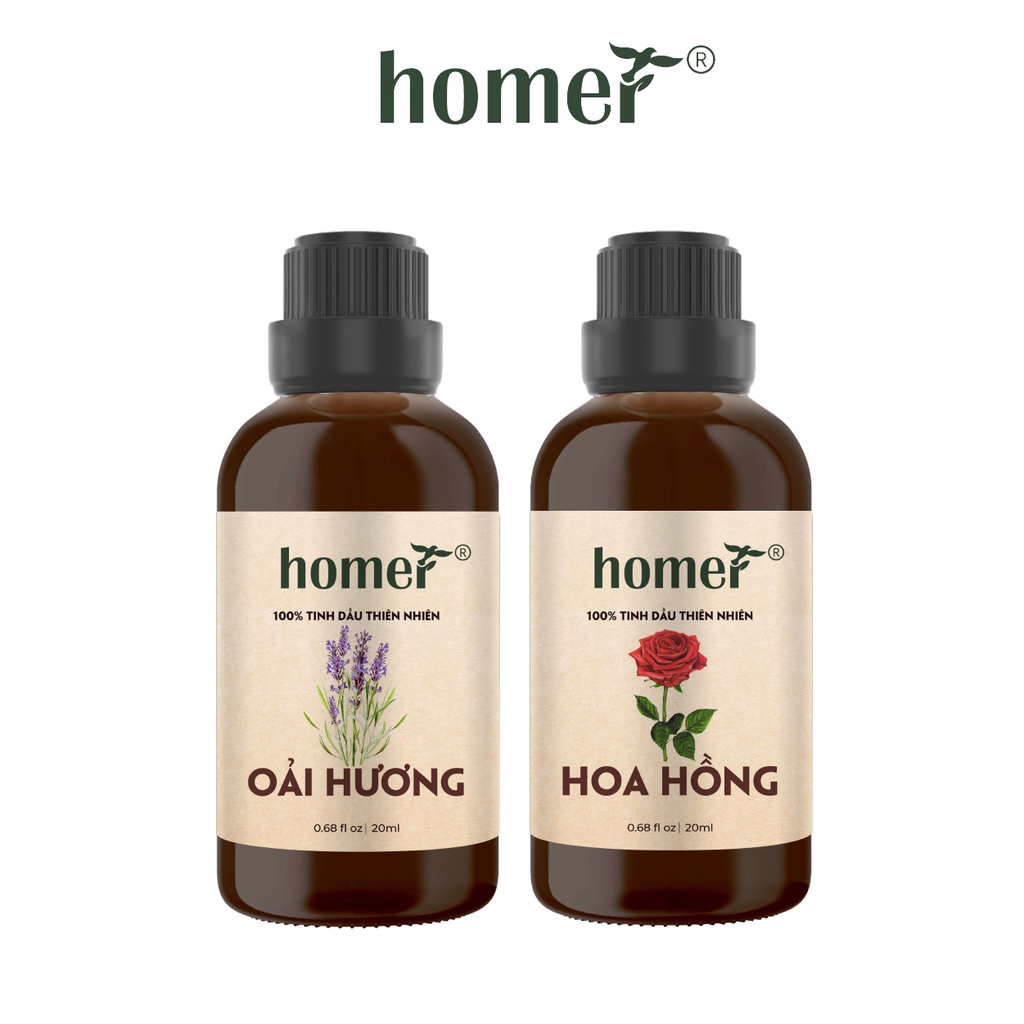 Combo 2 tinh dầu Oải Hương + Hoa Hồng Homer 20ml/chai