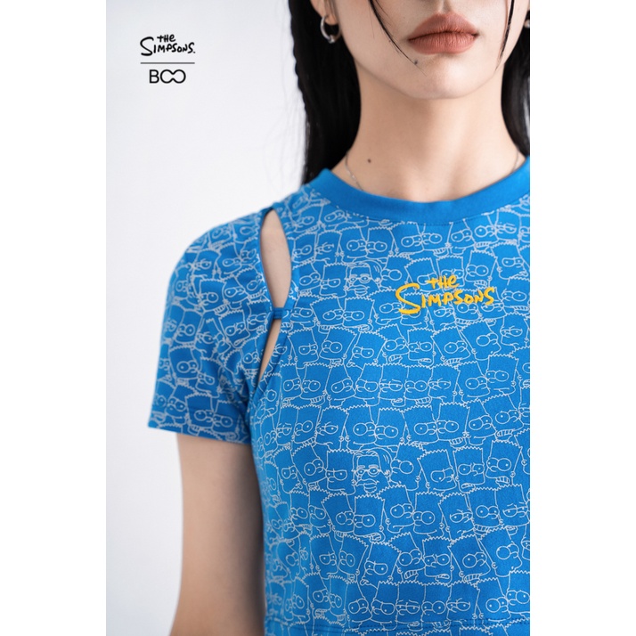 Áo Thun BOO Croptop Nữ Thêu Logo The Simpsons Phối Cắt Out BZL
