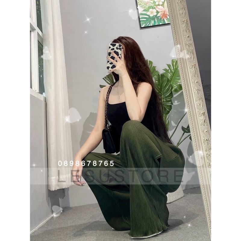 ẢNH TỰ CHỤP Quần culottes dập li voan lưng thun