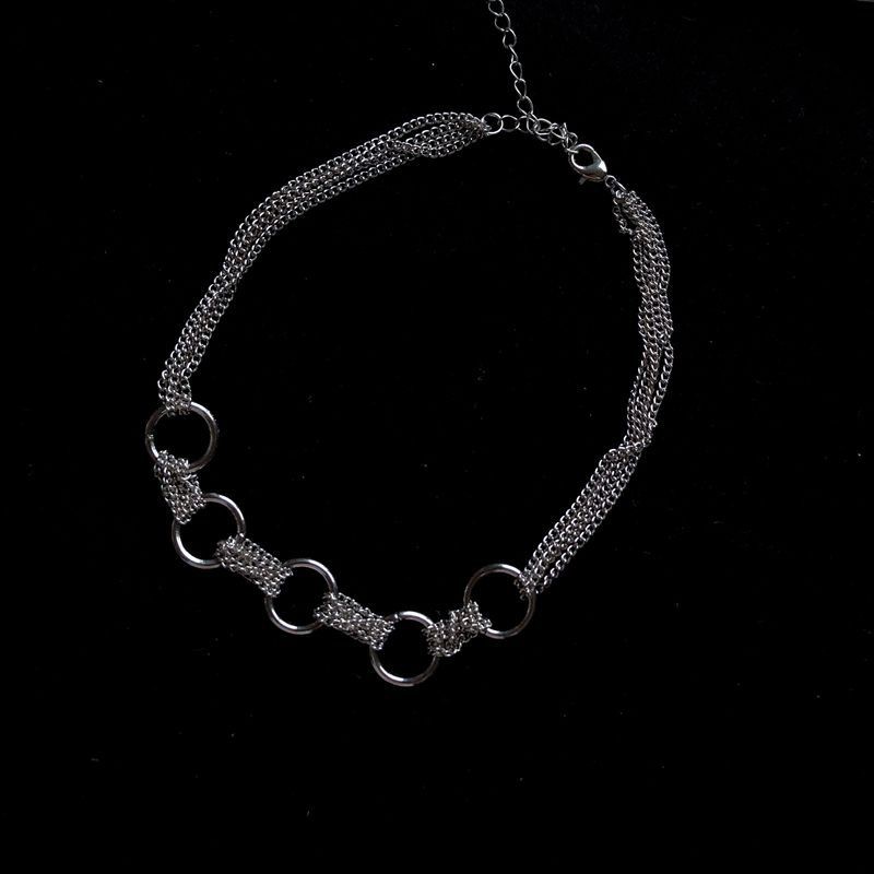 Vòng Cổ Khoen Tròn Phối Xích Dạng Choker Phong Cách Tối Giản Unisex  - Vani Store [TS000265]
