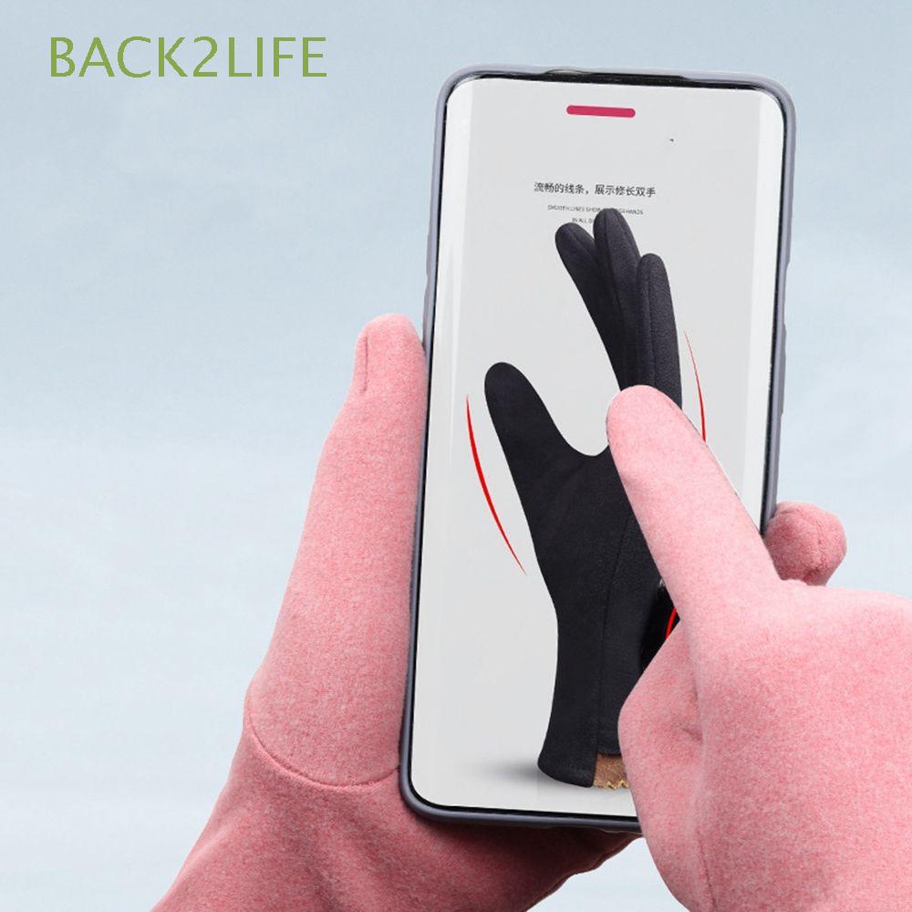 2 Đôi Găng Tay Da Lộn Lót Nhung Giữ Ấm Cảm Ứng Được