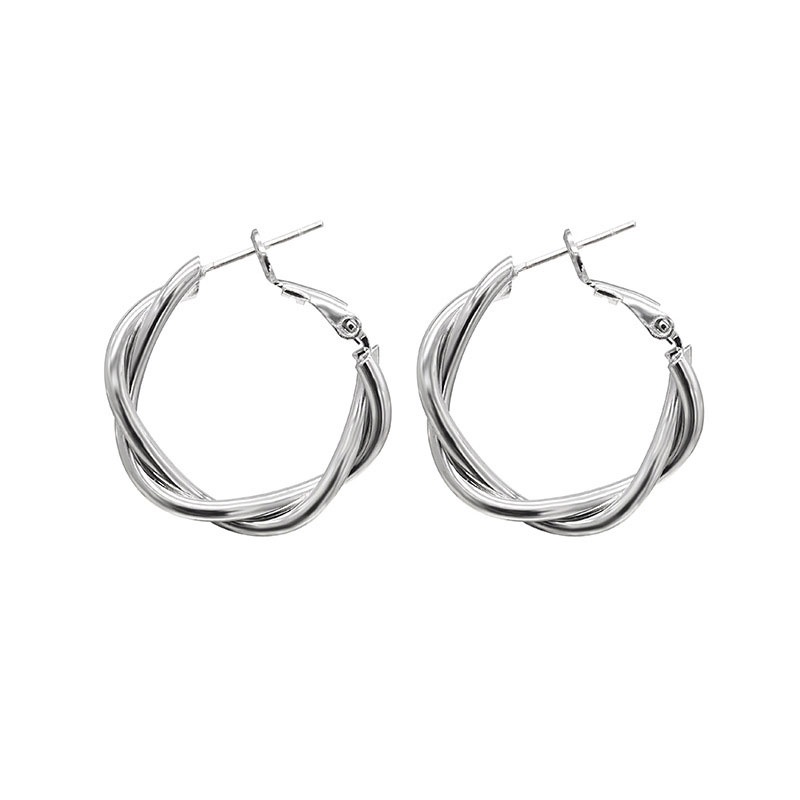 Khuyên tai kim loại mặt tròn thiết kế hợp thời trang