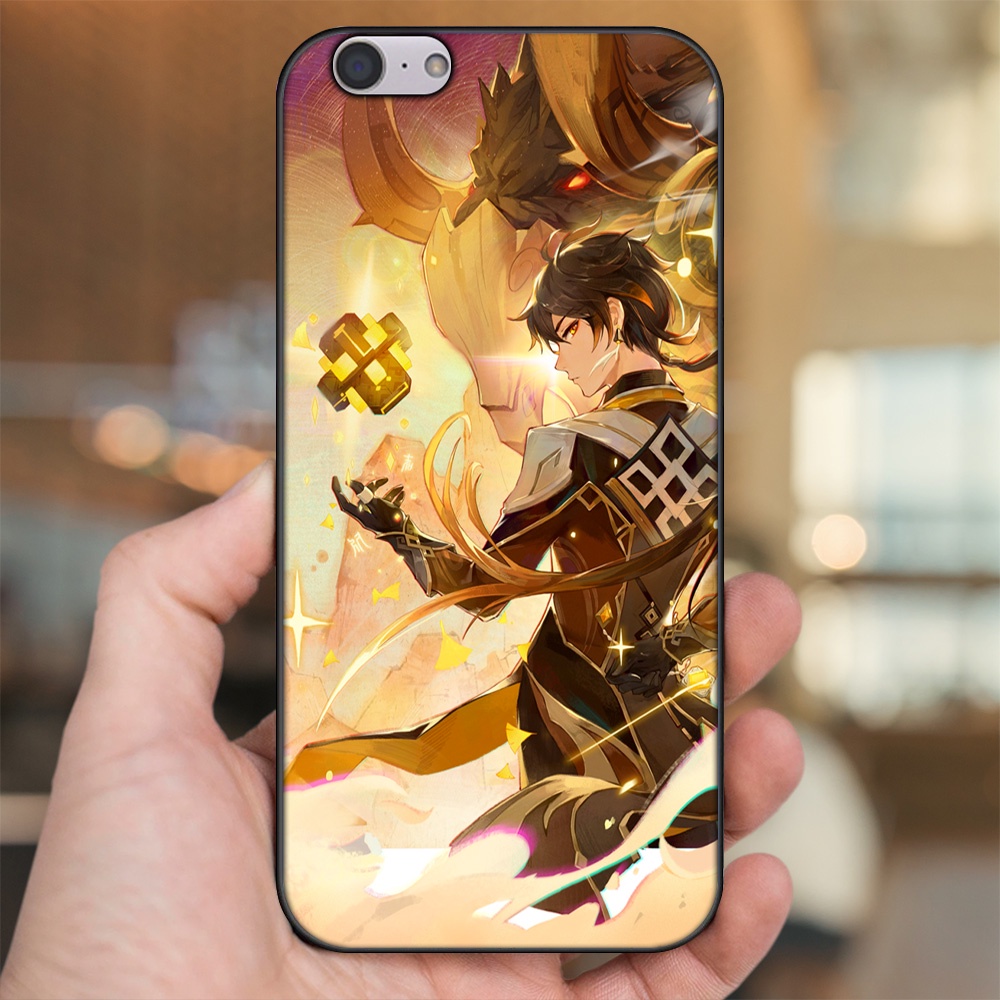 Ốp lưng Oppo A39, F3 Lite viền đen in hình Zhongli Genshin Impact